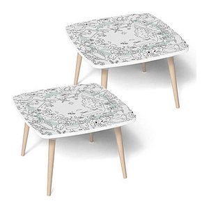 PAPERFLOW Kids Bauernhof Maltische quadratisch Spanplatte weiß 60,0 x 60,0 x 46,0 cm, 2 St.