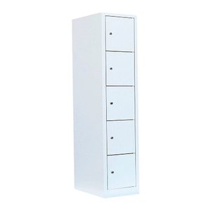 LÜLLMANN Schließfachschrank signalweiß 523517, 5 Schließfächer 41,5 x 50,0 x 180,0 cm