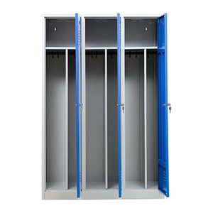 Gürkan Spind lichtgrau, enzianblau 105456, 3 Schließfächer 118,5 x 50,0 x 180,0 cm