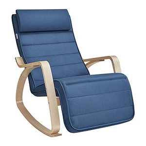 SONGMICS Schaukelstuhl blau braun Stoff 67,0 x 121,5 x 84,0 cm, 1 St.