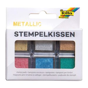 folia Stempelkissen metallic gold, silber, kupfer, rot, blau, grün 6x 2,4 x 2,4 cm, 1 Pack