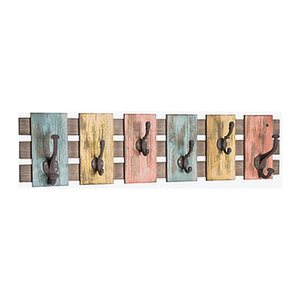 HAKU Möbel Wandgarderobe 13909 bunt Holz 6 Haken 81,0 x 20,0 cm, 1 St.