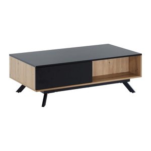 WOHNLING Couchtisch rechteckig MDF-Platte schwarz, eiche 60,0 x 110,0 x 38,0 cm, 1 St.