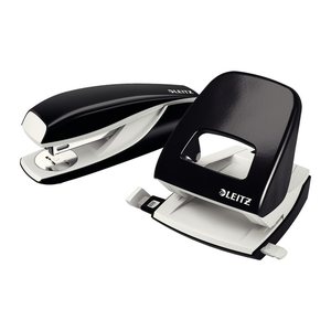 LEITZ Locher und Heftgeräte Set WOW 5095 schwarz-metallic