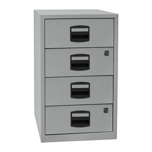 BISLEY Home Standcontainer silber 4 Auszüge Kunststoff-Muldengriff schwarz 41,3 x 40,0 x 67,2 cm