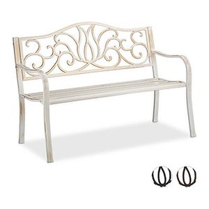 relaxdays Gartenbank 10030988_1255 weiß/bronze Metall 127,5 cm