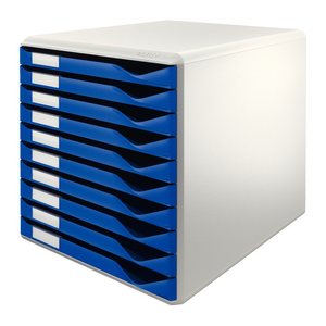 LEITZ Schubladenbox Form Set blau 52810035, DIN A4 mit 10 Schubladen, 1 St.
