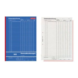herlitz Kassenabrechnung mit MwSt.-Spalte für Einnahmen und Ausgaben Formularbuch, 1 St.