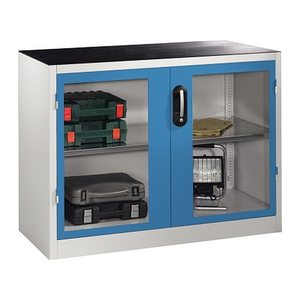 CP Stahlschrank 8831-055 S10190 lichtgrau, lichtblau, Acrylglas 1 Fachboden 120,0 x 50,0 x 100,0 cm, aufgebaut, 1 St.