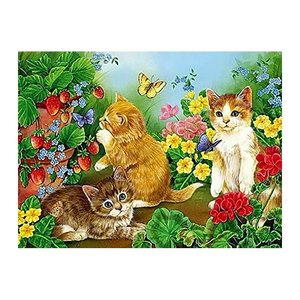 PRACHT® Creatives Diamond Painting Kätzchen in Blumenwiese mehrfarbig