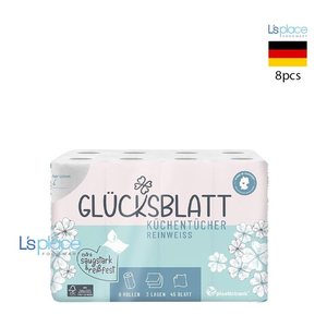 GLÜCKSBLATT Küchenrollen reinweiß 3-lagig, 8 Rollen