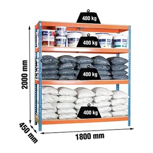 Simonrack Schwerlast-Weitspannregal SIMONFORTE CHIPBOARD 8435104921609 blau, orange 180,0 x 45,0 x 200,0 cm