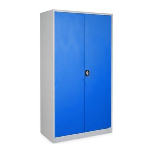Stahlschrank – 920 x 500 (5 OH) – Korpus in Lichtgrau (Türen Enzianblau)