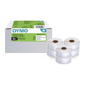DYMO Etikettenrollen für Etikettendrucker S0722540 weiß, 57,0 x 32,0 mm, 6 x 1000 Etiketten