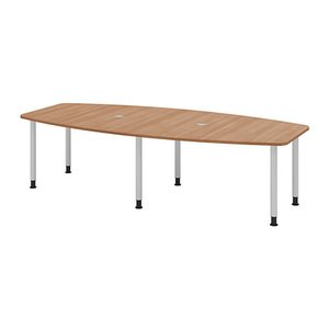 HAMMERBACHER Konferenztisch KT28C nussbaum Tonnenform, Rundrohr silber, 280,0 x 85,0 - 130,0 x 72,0 - 74,0 cm