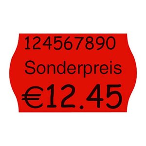 METO Preisetiketten leuchtrot permanent 26,0 x 16,0 mm, 18 Rollen