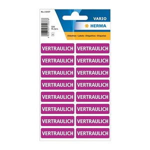 HERMA Hinweisetiketten 15037 Vertraulich, lila 40,0 x 12,5 mm, 5x 320 Etiketten