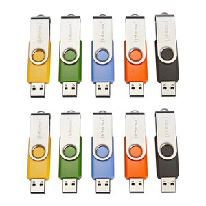 Intenso USB-Sticks Basic Line blau, gelb, grün, orange, schwarz 16 GB, 10 St.