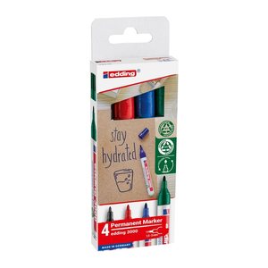 edding 3000 Permanentmarker farbsortiert 1,5 - 3,0 mm, 4 St.