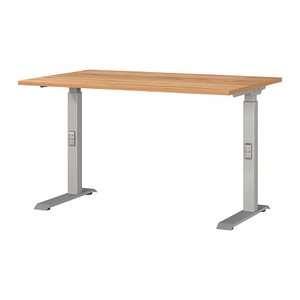 GERMANIA DOWNEY höhenverstellbarer Schreibtisch navarra-eiche rechteckig, C-Fuß-Gestell silber 120,0 x 80,0 cm