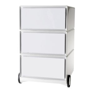 PAPERFLOW easyBox Rollcontainer weiß, grau 3 Auszüge 39,0 x 43,6 x 64,2 cm