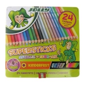 JOLLY SUPERSTICKS METALLIC + NEON-MIX Buntstifte farbsortiert, 24 St.
