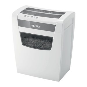 AKTION: LEITZ IQ Home Office Aktenvernichter mit Partikelschnitt P-4, 4 x 28 mm, bis 10 Blatt, weiß mit 10 Euro CashBack
