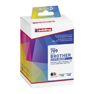 edding EDD-709 schwarz, cyan, magenta, gelb Druckerpatronen kompatibel zu brother LC-970BK/C/M/Y, 4er-Set