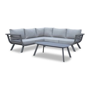 Garden Pleasure Loungegruppe AURELIA hellgrau, dunkelgrau Metall, 13-teilig