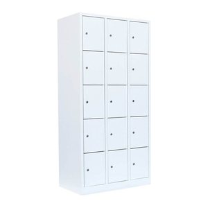 LÜLLMANN Schließfachschrank signalweiß 520537, 15 Schließfächer 88,5 x 50,0 x 180,0 cm