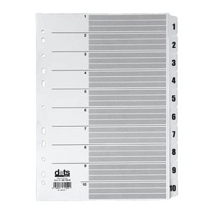 dots Ordnerregister Mylar DIN A4 Vollformat 1-10 weiß 10-teilig, 1 Satz