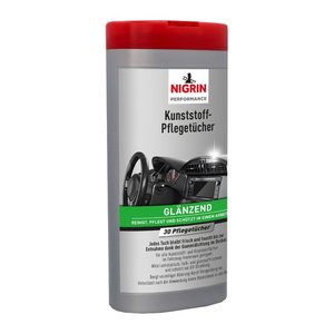 NIGRIN feuchte Reinigungstücher Performance Kunststoffpflege glänzend 1-lagig weiß, 30 St.