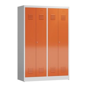 ClassiX Spind feuerrot, lichtgrau X-510444, 2 Schließfächer 118,5 x 50,0 x 180,0 cm