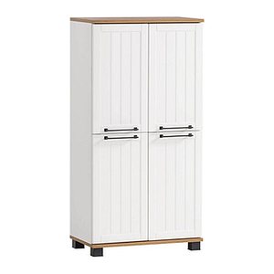 MÖBELPARTNER Badschrank Jelda 154232 eiche landhaus, weiß 59,8 x 32,6 x 116,9 cm