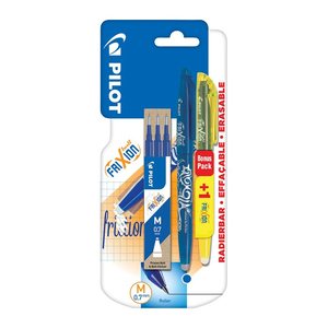 AKTION: PILOT FRIXION ball Tintenroller-Set 0,35 mm, Schreibfarbe: blau, 1 Set + GRATIS 1x FRIXION light Textmarker gelb