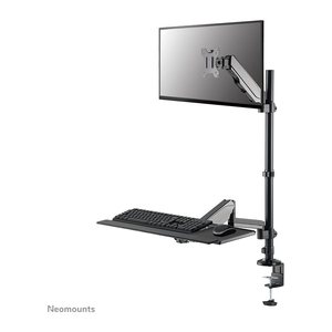 Neomounts höhenverstellbarer PC-Tisch schwarz für 1 Monitor, 1 Tastatur, 1 Maus, Tischklemme