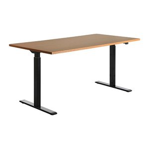 Topstar E-Table elektrisch höhenverstellbarer Schreibtisch buche rechteckig, T-Fuß-Gestell schwarz 160,0 x 80,0 cm