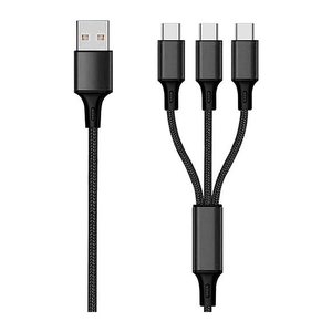 2GO USB 3in1 Ladekabel 3x USB-C Nylon 150cm schwarz
