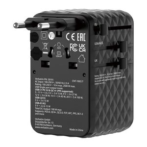 Verbatim Reiseadapter 100W 1x USB-C Aufrollkabel Schwarz