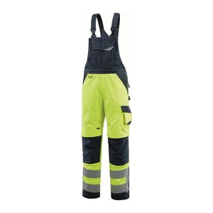 MASCOT® unisex Warnschutz-Latzhose Newcastle gelb, schwarzblau Größe 110
