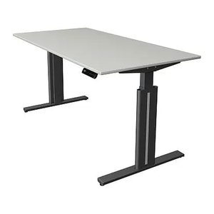 Kerkmann Move 3 elegant elektrisch höhenverstellbarer Schreibtisch lichtgrau rechteckig, T-Fuß-Gestell grau 160,0 x 80,0 cm