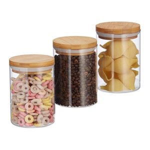 relaxdays Vorratsdosen 14,0 cm hoch transparent 0,6 l, 3 St.