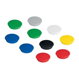 FRANKEN Haftmagnet Magnete farbsortiert, Kunststoff Ø 2,4 x 0,63 cm, 10 St.