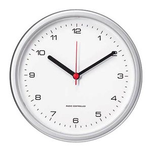 PEWETA Funkwanduhr Design weiß silber Kunststoff, Ø 25,0 cm