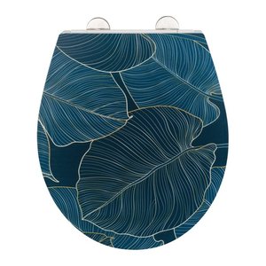 WENKO WC-Sitz mit Absenkautomatik Big Leaves blau, 1 St.