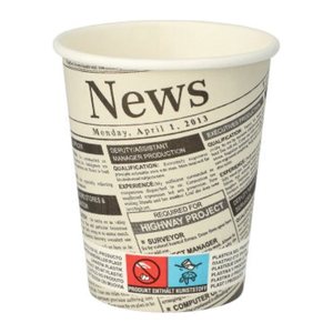 STARPAK Einweg-Kaffeebecher Newsprint weiß 0,2 l, 50 St.