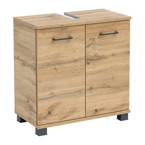 MÖBELPARTNER Waschbeckenunterschrank Nora 144919 eiche landhaus 59,8 x 32,6 x 63,4 cm