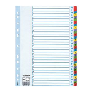 Esselte Ordnerregister DIN A4 Vollformat 1-31 farbig 31-teilig, 1 Satz