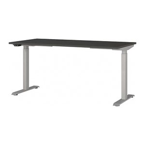 GERMANIA JET höhenverstellbarer Schreibtisch grafit rechteckig, T-Fuß-Gestell silber 160,0 x 80,0 cm