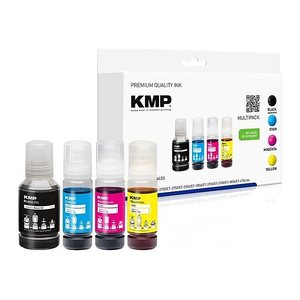 KMP  schwarz, cyan, magenta, gelb Tintenflaschen kompatibel zu EPSON 102 (T03R640), 4er-Set